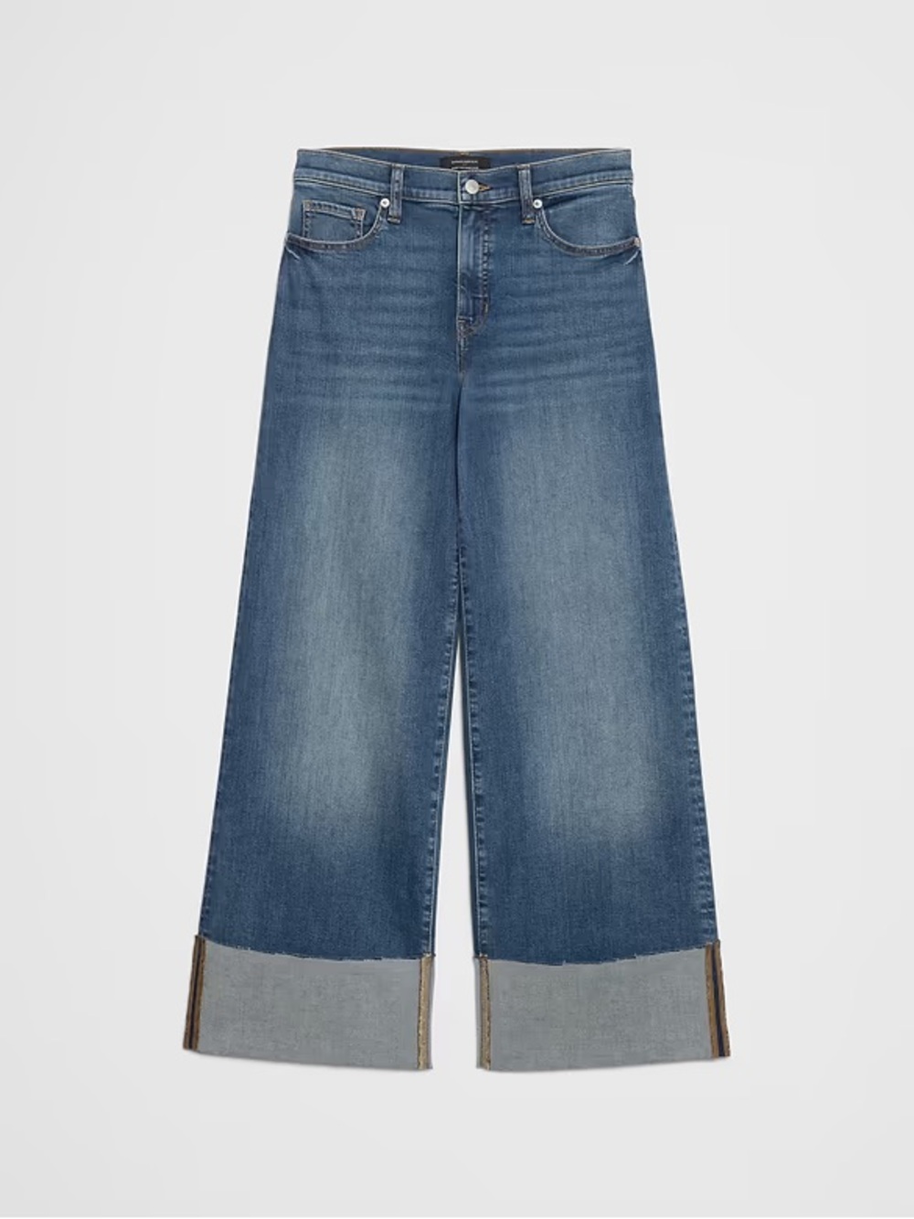 Banana Republic Blue Wide-Leg Cuff Jeans